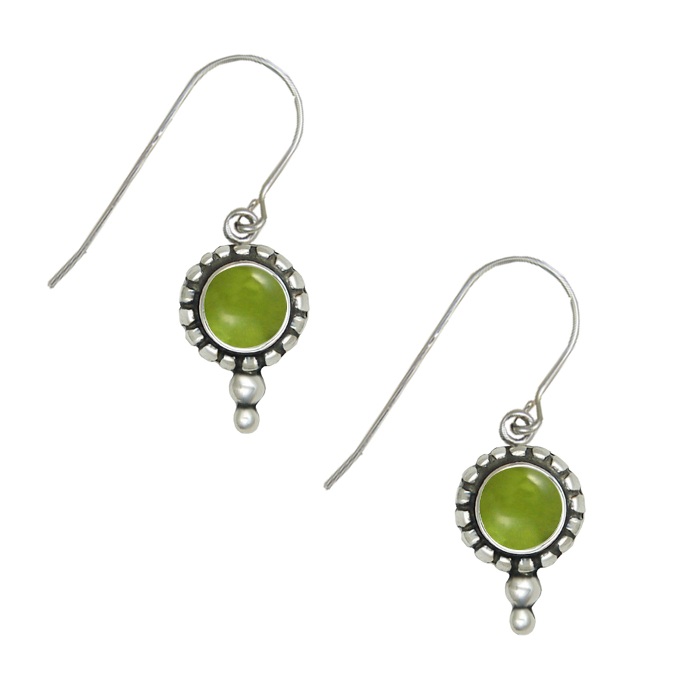 Sterling Silver Little Peridot Gemstone Drop Dangle Earrings